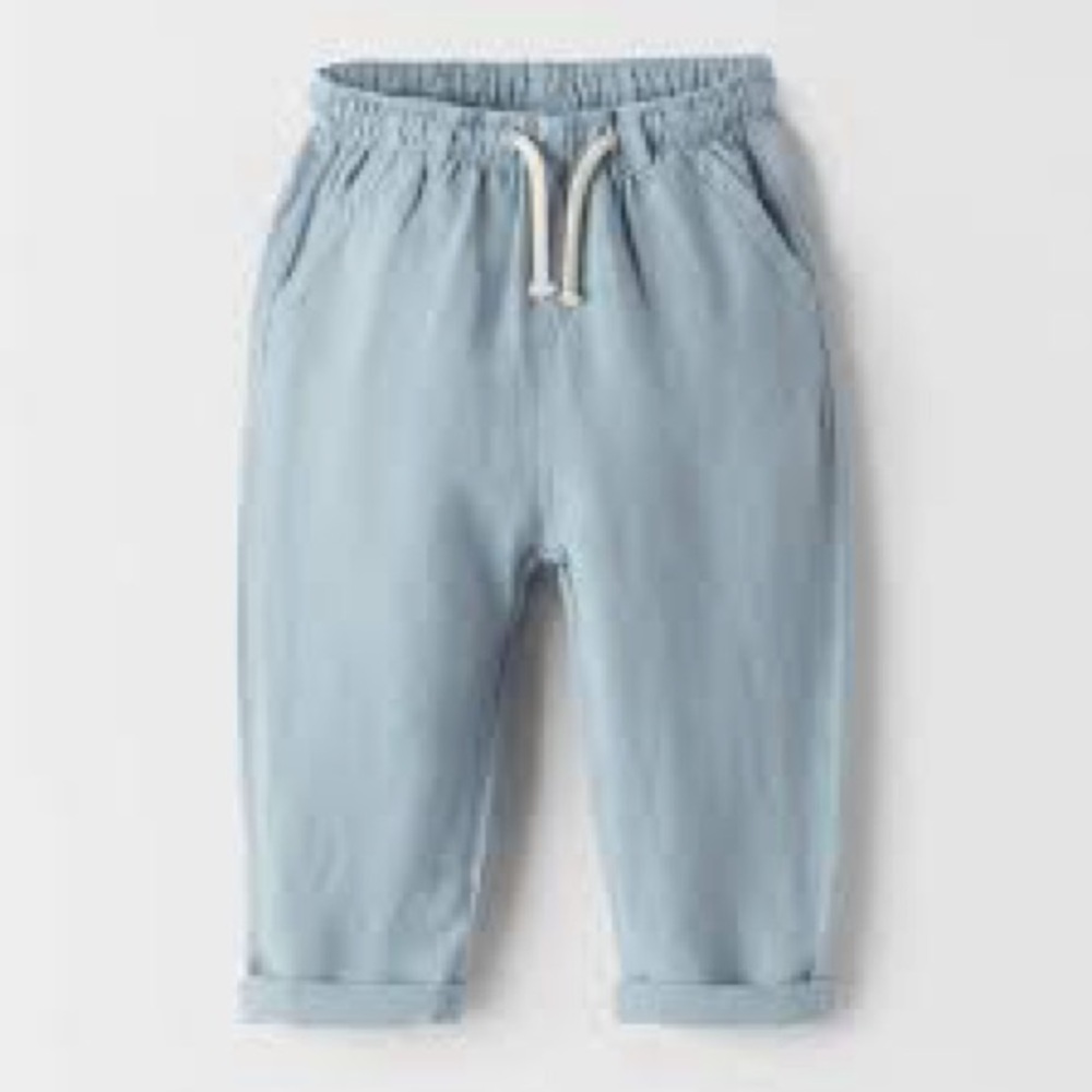 NWOT ZARA Boy's 2-3  blue snap front jean joggers